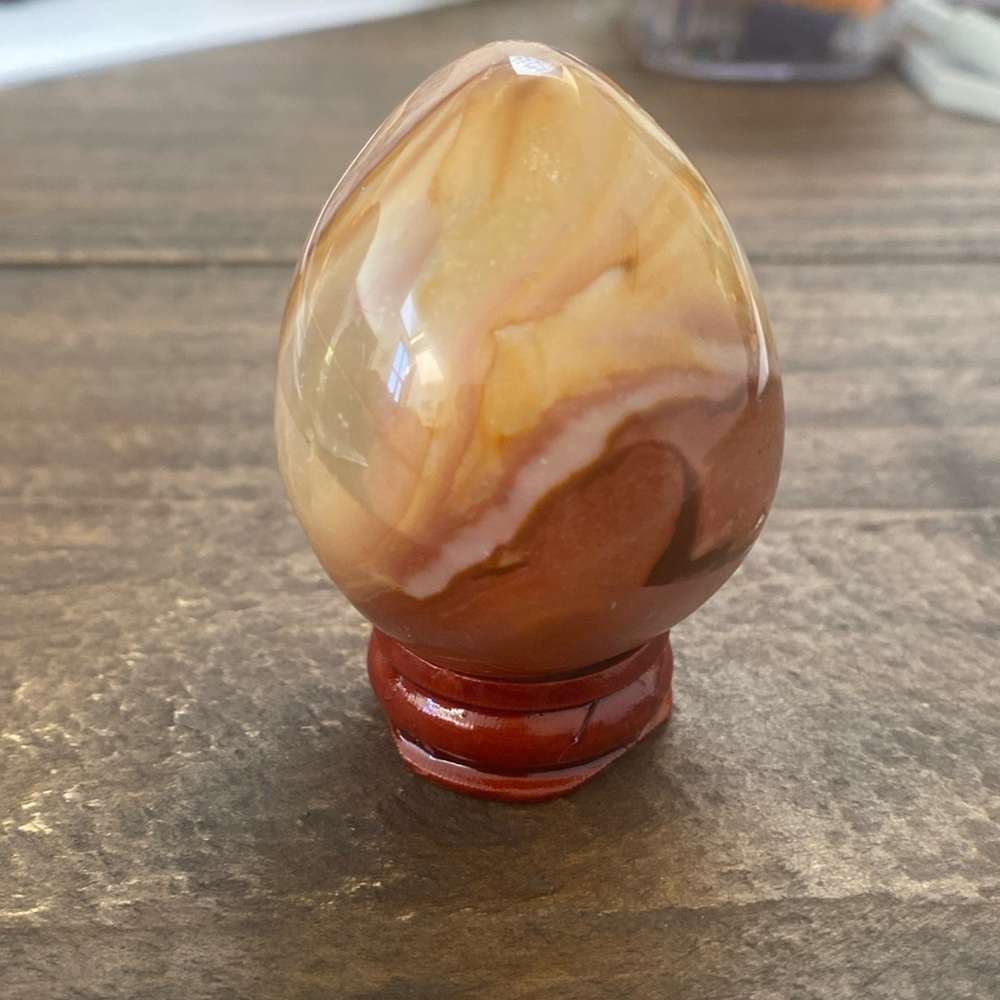 Natural polychrome jasper crystal egg with stand